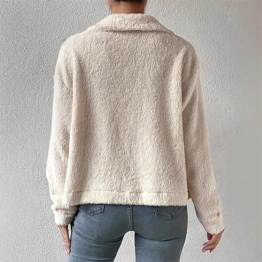 Women Autumn Short Coat Single-Breasted Lapel Collar Long Sleeves