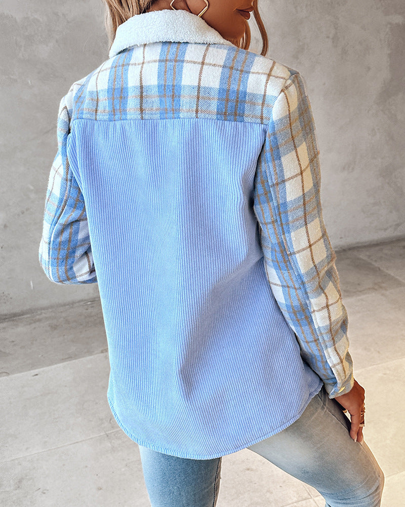 Women Autumn Corduroy Jacket Relaxed Fit Long Sleeves