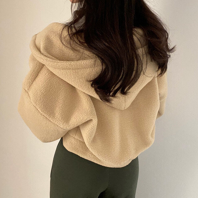 Women Autumn Winter Pullover Hooded Loose Fit Long Sleeves