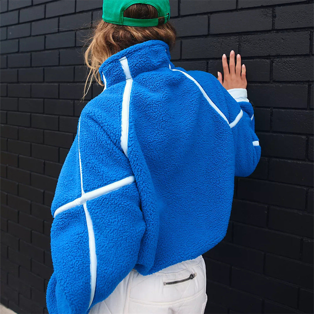 Women Autumn Winter Sweater Pullover Loose Fit Solid Color Ribbed Cuffs